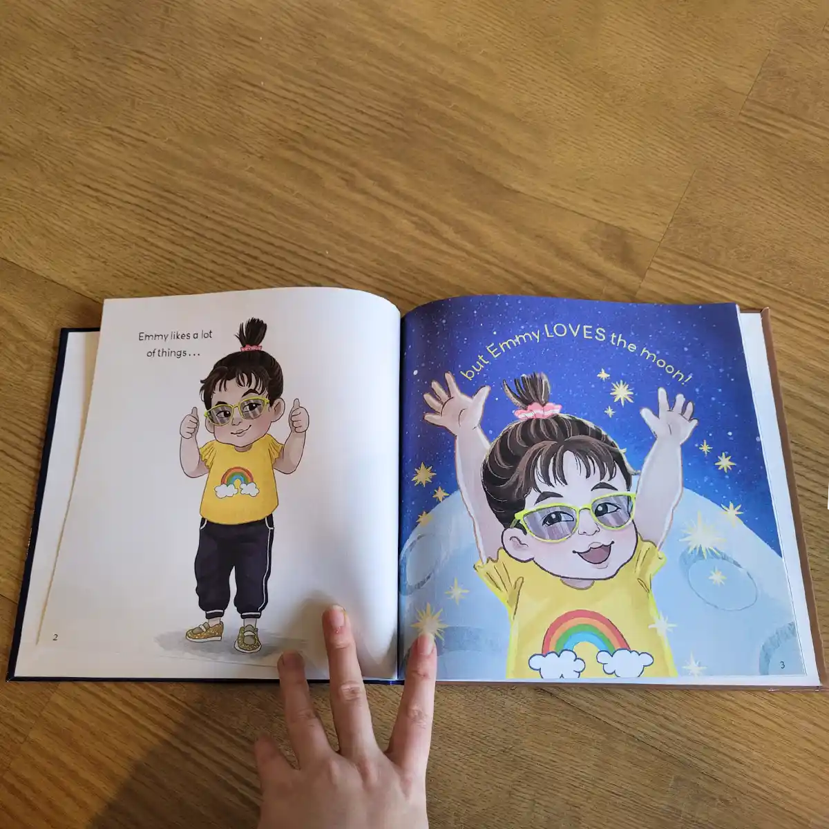 Illustrations from the children's book Emmy and the Moon by Audra Honaker. Illustrated by Noam Levi