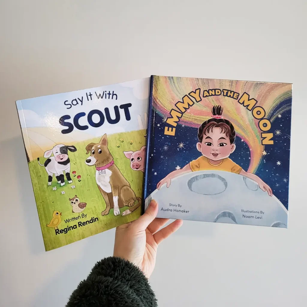A picture of two children's books illustrated by Noam Levi.